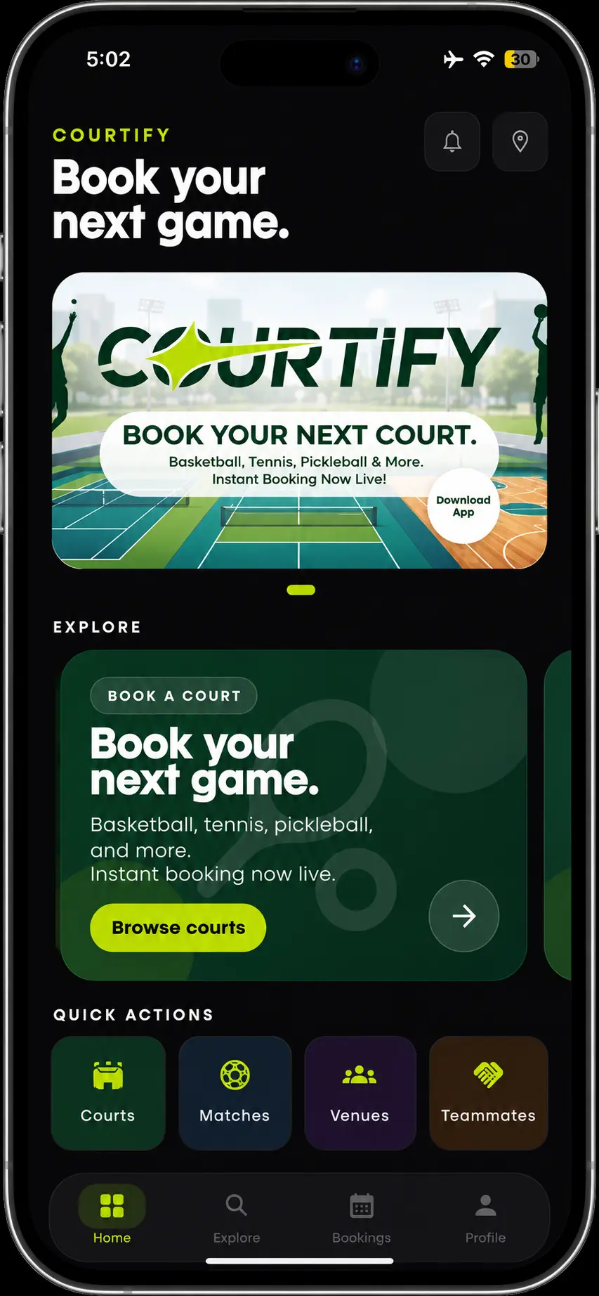 Home app screen