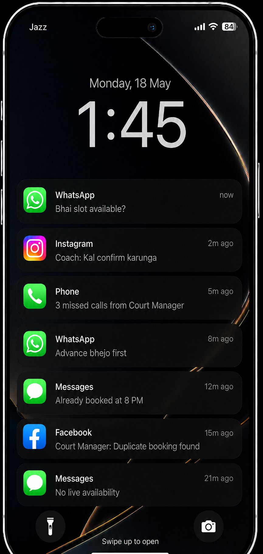 Notifications app screen